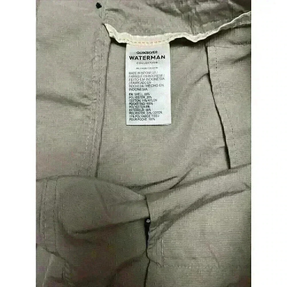 Quiksilver Waterman Shorts Mens 40 Khaki Tan Cargo Nylon Stretch Pockets Tech - Picture 9 of 10